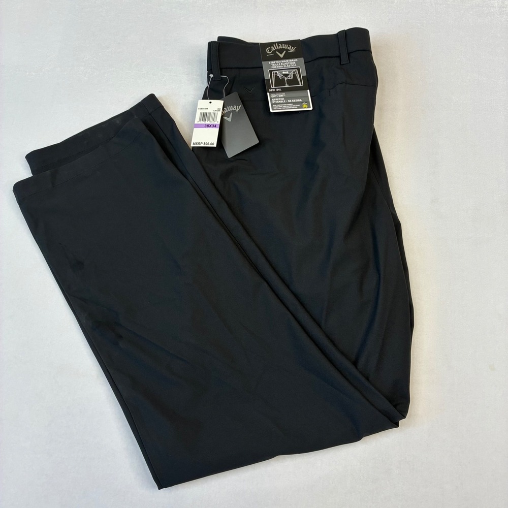 Callaway Golf Pants Mens 38x34 Black Opti-Dri Stretch Waistband New CGBSE0X8
